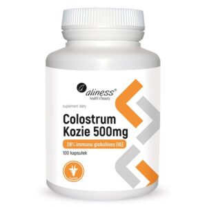  COLOSTRUM KOZIE 500MG 28% IMMUNO GLOBULINES 100 KAPS. ALINESS AMINOKWASY EGZOGENNE IMMUNOGLOBULINY LAKTOFERYNA