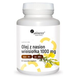  OLEJ Z NASION WIESIOŁKA 1000MG 90 KAPS. ALINESS KWAS LINOLOWY KWAS GAMMA-LINOLENOWY OCTAN D-ALFA-TOKOFERYLU OMEGA-3